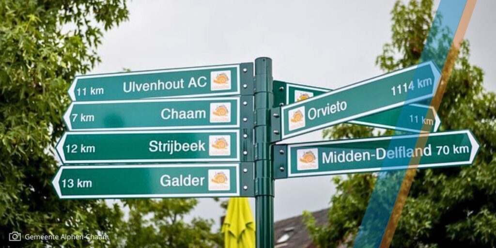 Cittaslow wegwijzers in Alphen-Chaam.