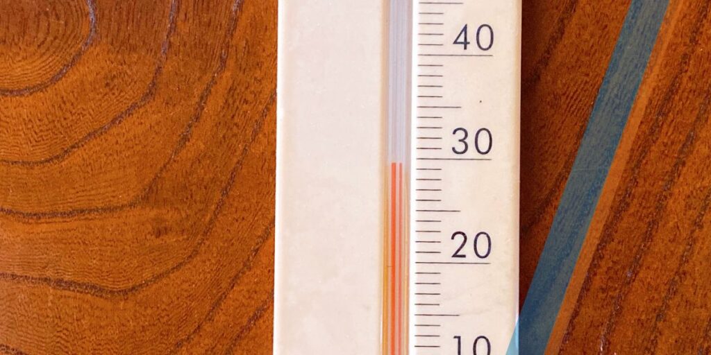 Record warmte, thermometer.